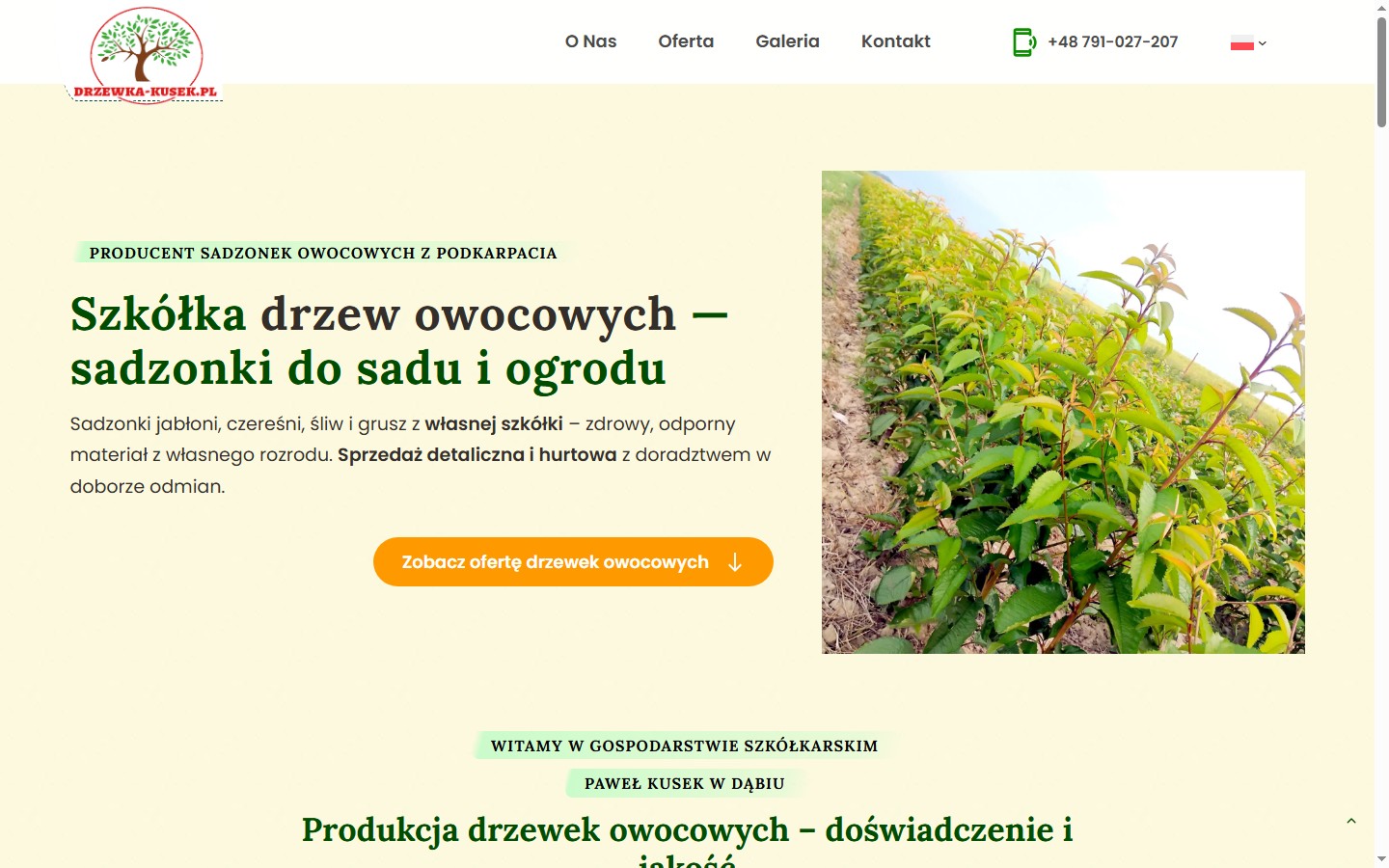 Drzewka Kusek — trójjęzyczna witryna szkółki drzew owocowych